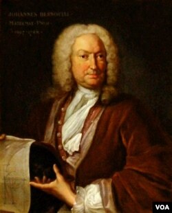 Chân dung Johann Bernouilli, sơn dầu Johann Rudolph Huber, treo tại đại học Basel.