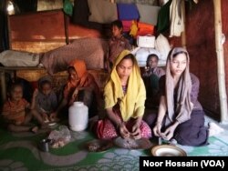 Noor Ankis at her Balukhali Rohingya refugee camp in Cox's Bazar, Bangladesh, along with her husband and five children, after she fled Myanmar in September.