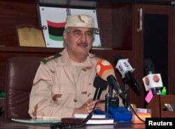 FILE - Ex-general Khalifa Haftar, Benghazi, Libya, June 4, 2014.