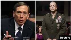 Foto mantan pimpinan CIA David Petraeus (kiri) dan Panglima Pasukan AS di Afghanistan, Jendral John Allen (Foto: dok). Pentagon telah membersihkan nama Jendral Allen dari kemungkian terkait skandal Jendral Petraeus.