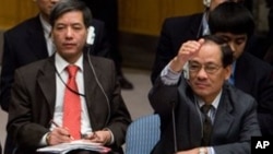 Ông Lê Lương Minh (phải) tại một phiên họp của Hội đồng Bảo an 
