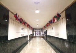 The Voice of America's entrance hall, leading to VOA offices and studios. (Photo: Diaa Bekheet)