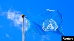 La bandera de las Naciones Unidas se ve durante la 74ª sesión de la Asamblea General de las Naciones Unidas en la sede de la ONU en la ciudad de Nueva York,, EE. UU., el 24 de septiembre de 2019.