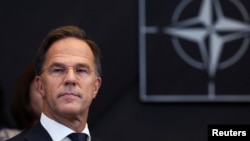 Former Dutch Prime Minister Mark Rutte attends a meeting of the North Atlantic Council on the day he succeeds Jens Stoltenberg as NATO secretary-general at the alliance headquarters in Brussels, Belgium, Oct. 1, 2024. 