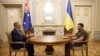 Ukrainian President Zelenskiy attends a joint news briefing with Australian Prime Minister Albanese in Kyiv