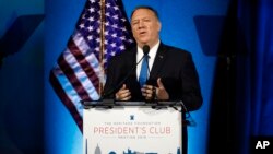 El secretario de Estado de EE.UU., Mike Pompeo, habla en la Fundación Heritage en Washington, el martes, 22 de octubre, de 2019.