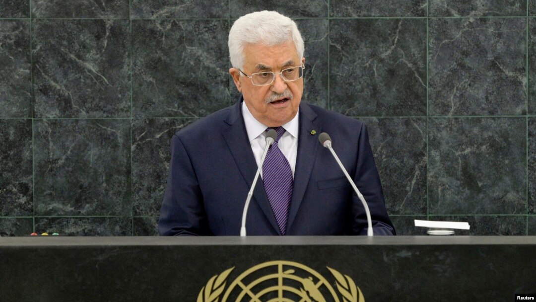 Presiden Palestina Mahmoud Abbas memberikan pidato di hadapan Majelis Umum PBB hari Kamis (26/9).
