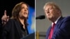 Foto kombinasi - Calon presiden dari Partai Demokrat Wakil Presiden Kamala Harris (kiri) dan calon presiden dari Partai Republik mantan Presiden Donald Trump (kanan).