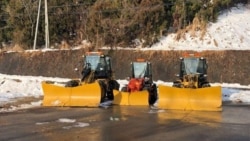 Snow ploughs are parked near a snow resort in Iiyama, Nagano Prefecture, Japan January 24, 2020. (Reuters/Aaron Sheldrick)