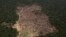 FILE - An aerial view of a tract of Amazon jungle cleared by loggers and farmers near Novo Progresso, Para state, Brazil, Sept. 22, 2013.