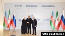 İlham Əliyev, Vladimir Putin və Həsən Ruhani 