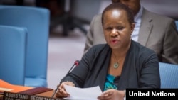 Bintou Keita, assistant secretary-general for peacekeeping operations, briefs the Security Council on the situation in South Sudan, at U.N. headquarters, Feb. 27, 2018. 