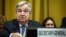FILE - U.N. Secretary-General Antonio Guterres delivers a speech in Geneva, Feb. 25, 2019.