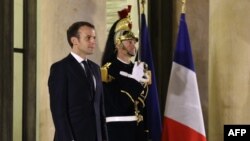 Le président français Emmanuel Macron au Palais de l'Elysée, Paris, le 16 mars 2018.