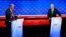 Presiden AS Joe Biden (kiri) dan mantan Presiden AS Donald Trump tampil dalam sesi debat capres yang digelar oleh CNN di Atlanta, Georgia, pada 27 Juni 2024. (Foto: AFP/Andrew Caballero Reynolds)