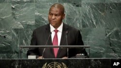 Le président centrafricain Faustin-Archange Touadéra prononce son discours lors de la 71e session de l'Assemblé générale des Nations unies, à New York, 23 septembre 2016. 