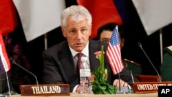 U.S. Defense Secretary Chuck Hagel speaks during a press conference after the Association of Southeast Asian Nations (ASEAN) defense ministers meeting in Bandar Seri Begawan, Brunei, Aug. 29, 2013.