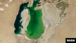 The Aral Sea, now and in 1960.