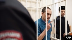 One of three lawyers who represented the late opposition leader Alexey Navalny, Vadim Kobzev, accused of participating in an 'extremist' organization, attends their verdicts reading in the town of Petushki, Russia, on Jan. 17, 2025.