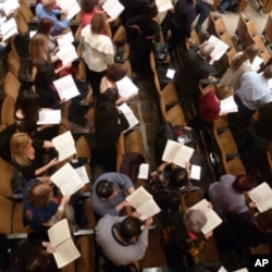 Most of the "Messiah Sing-In" participants bring their own scores.