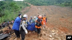 Hiện trường một trận lở đất ở Indonesia.