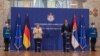 Nemačka kancelarka Angela Merkel i predsednik Srbije Aleksandar Vučić na konferenciji za novinare u Palati Srbija (Fonet)