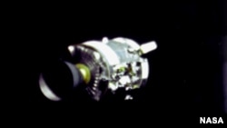 This view of the damaged Apollo 13 Service Module was taken from the Command Module as the Apollo crew returned to earth.