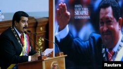 Venezuela's President Nicolas Maduro delivers his annual State of the Nation address at the National Assembly in Caracas, Jan. 21, 2015.