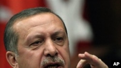 Turkish PM Recep Tayyip Erdogan addresses his lawmakers at the parliament in Ankara, 01 Jun 2010