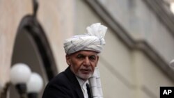 FILE - Afghan President Ashraf Ghani speaks after he was sworn in at an inauguration ceremony at the presidential palace in Kabul, March 9, 2020.