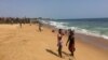 Young Liberians are seen at a popular beach in Mamba Point, Monrovia, March 16, 2015. (Benno Muchler/VOA)