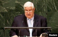 Syria's Foreign Minister Walid al-Moualem addresses the 69th United Nations General Assembly at the United Nations headquarters in New York, Sept. 29, 2014.