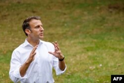 France's President Emmanuel Macron visits Varirata national park forest in Port Moresby on July 28, 2023.