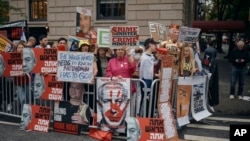 People protest against Prime Minister of Israel Benjamin Netanyahu during the 79th session of the United Nations General Assembly, in New York, Sept. 27, 2024.