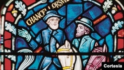 The stained glass honoring Robert E. Lee and Stonewall Jackson at Washington D.C.'s National Cathedral. 