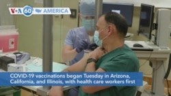 VOA60 America - COVID-19 vaccinations began Tuesday in Arizona, California and Illinois