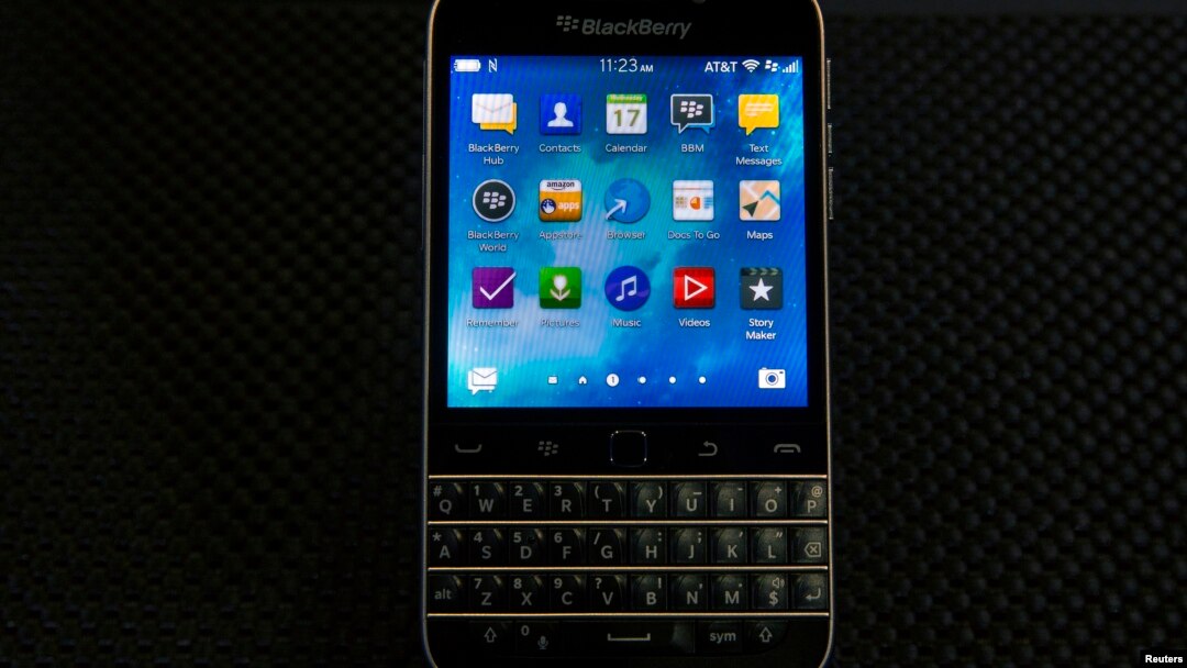 FILE - BlackBerry will continue to support the BlackBerry 10 operating system, but production of its Classic smartphone, shown at its launch in late 2014, will cease. 