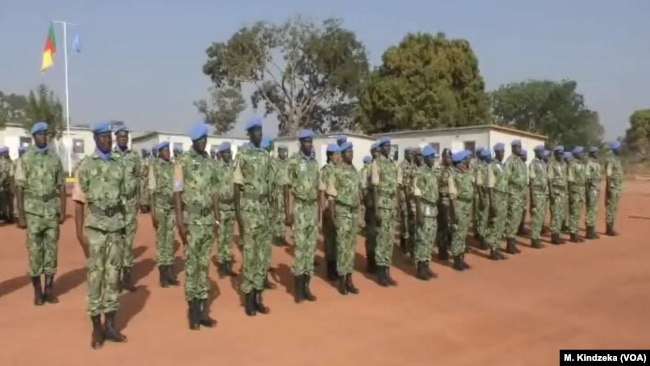 Cameroon troops at the U.N. MINUSCA base in Bossangoa, Central African Republic, Dec. 27, 2018. Cameroon has announced new troop deployments to keep fighting in C.A.R. from spilling across the border.