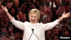 FILE - Democratic U.S. presidential candidate Hillary Clinton speaks during her California primary night rally held in the Brooklyn borough of New York, U.S. on June 7, 2016.