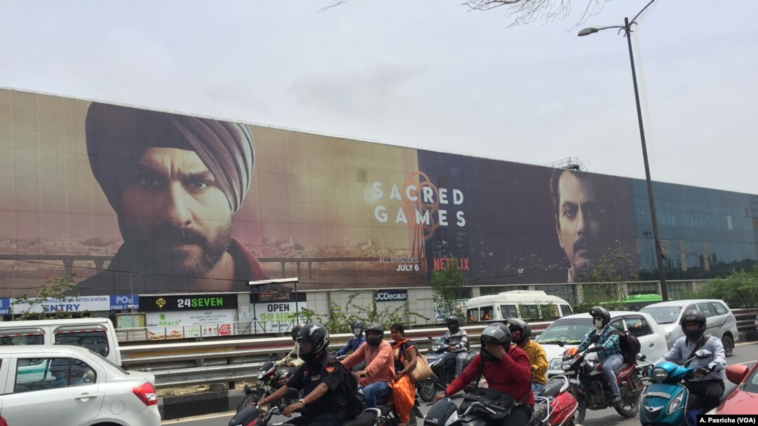Huge billboards at a New Delhi junction announced the arrival last month of the first original series produced by Netflix in India: "Sacred Games," a thriller about the Mumbai underworld. 