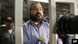 Mexico's former Veracruz state Gov. Javier Duarte arrives to a court to attend a hearing in Guatemala City, July 4, 2017. Duarte, who was captured in Guatemala on March 2017, faces possible extradition. 