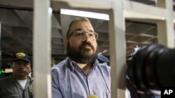 Mexico's former Veracruz state Gov. Javier Duarte arrives to a court to attend a hearing in Guatemala City, July 4, 2017. 