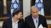 وزیر دارایی اسرائيل، بتسالل اسموتریچ، (چپ) در کنار بنیامین نتانیاهو، نخست وزیر.