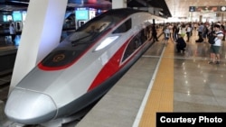 China's new 'Fuxing' high-speed bullet trains will be allowed to reach speeds up 350 kilometers per hour. (Zhuzhou CRRC Times Electric Co.) 