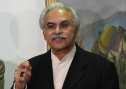 Dr. Zafar Mirza, Special Assistant to the Prime Minister on National Health, speaks to reporters in Quetta, Pakistan, Feb. 26, 2020.