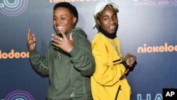 Detroit rap duo Zayion McCall, left, and Zay Hilfigerrr attend the 2016 Nickelodeon HALO Awards at Pier 36, Nov. 11, 2016, in New York.