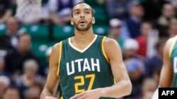 Le Français Rudy Gobert de l'équipe Utah Jazz, Salt Lake City, le 6 mars 2017