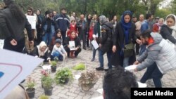 تصویری از تجمع طرفداران محیط زیست در پارک لاله که در شبکه های اجتماعی منتشر شد.