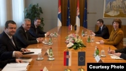 Srpski državni vrh tokom susreta sa visokom predstavnicom EU u Beogradu