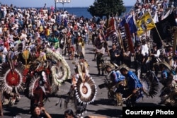 This September 9, 2018 photo shows dancers at a pow wow, part of Indian Summer Festival, which takes place each year on the weekend after Labor Day in Milwaukee, Wi. Courtesy: AIANTA